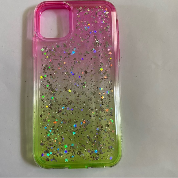 Lime green/Pink glitter IPhone 11 case - Picture 1 of 2
